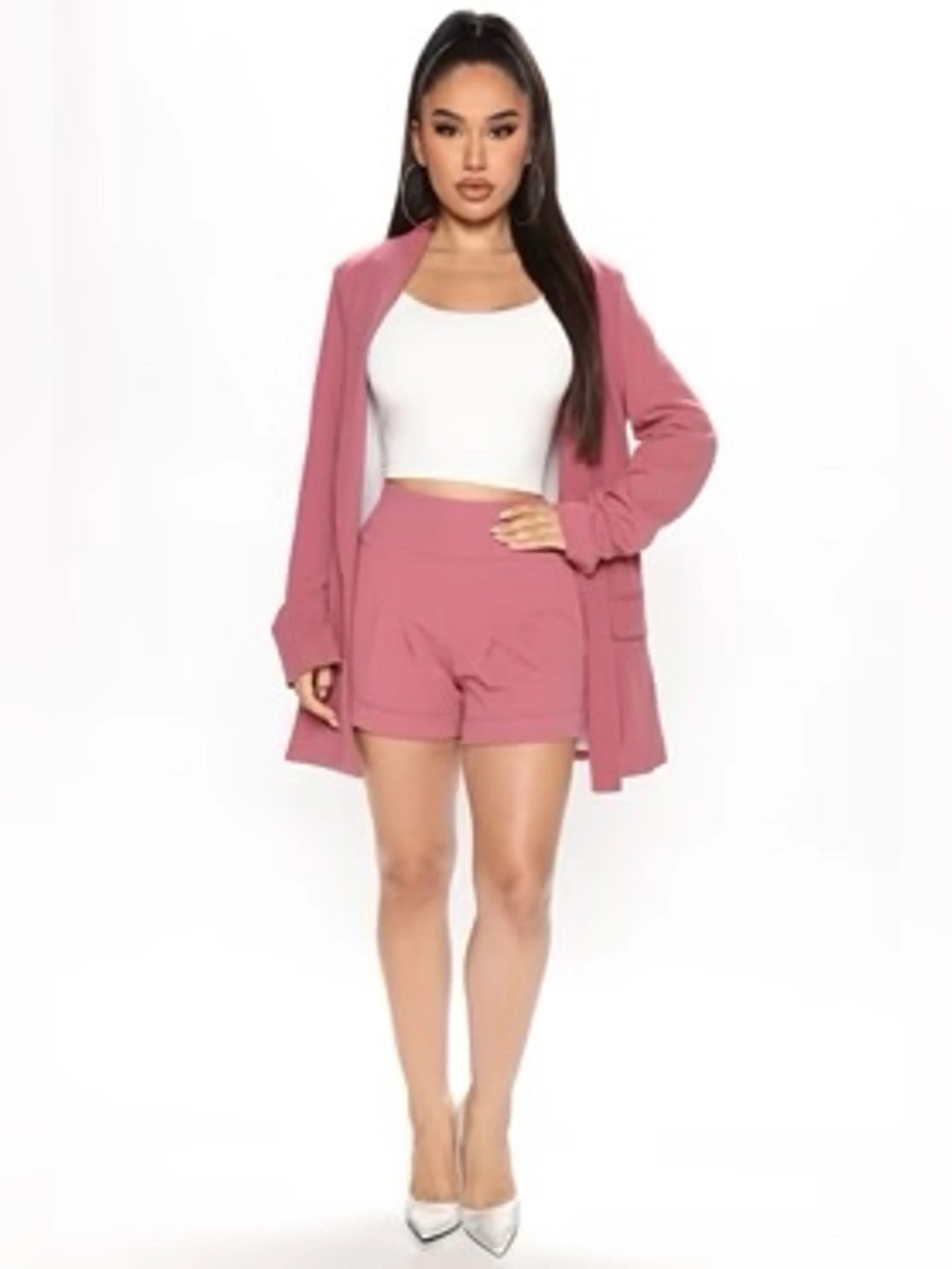 Dusty Rose Blazer and Shorts Set